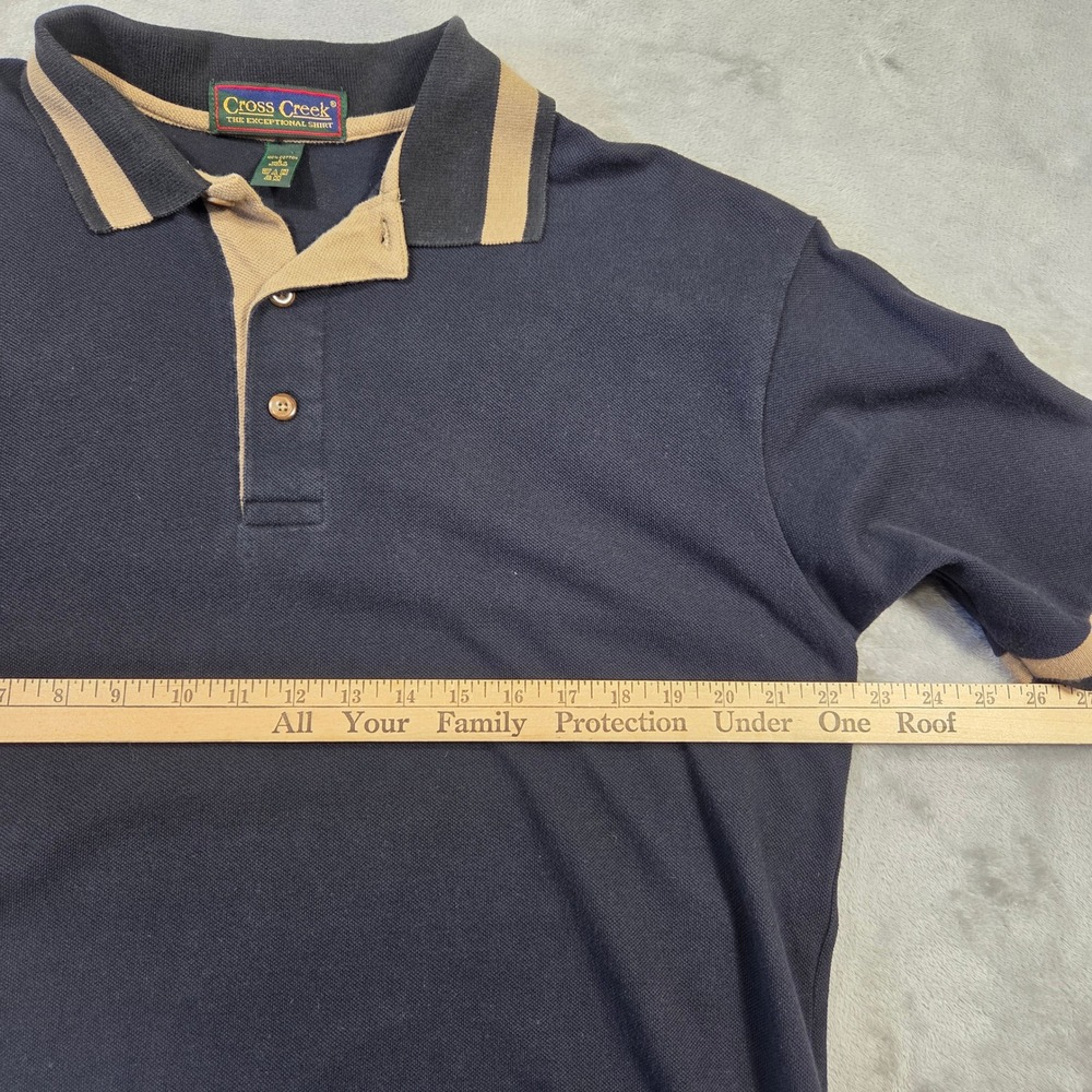 Cross Creek Men Navy Blue Short Sleeve Polo Shirt L Y2k Grunge Punk Skater Baggy - Picture 2 of 5